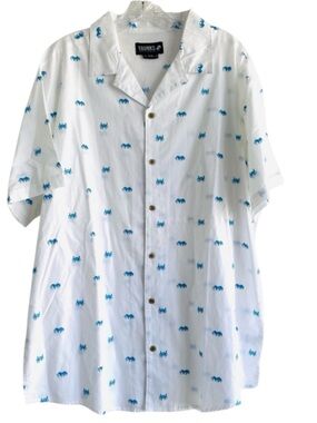 TRUNKS SURF & SWIM CO. SHIRT XL BLUE CRAB PRINT BUTTON FRONT NAUTICAL CAMP WHITE